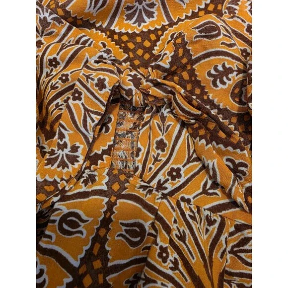 Knox Rose Womens Maxi Dress Boho Size Large Summer Dress Peekaboo Tie Orange - Picture 3 of 5